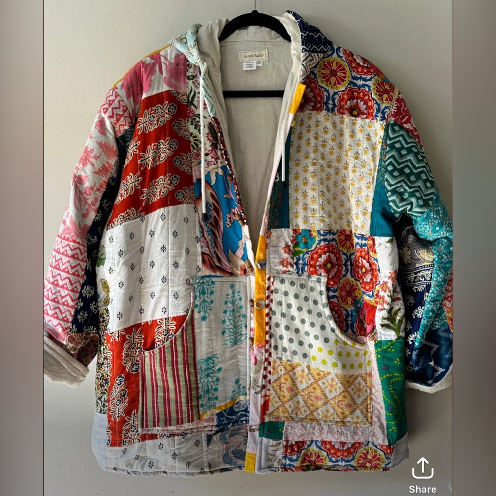 Over 50% OFF!! Patchwork Hooded Jacket Quilted Custom One Size New